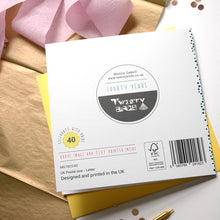 Load image into Gallery viewer, Product back of card with a visible twenty birds brand label on a light background