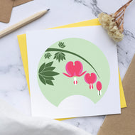 Small Blank Card - Mid Spring Flowers - Bleeding Heart
