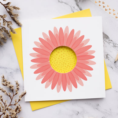 Large Flower Card - Circle cut - Blank Daisy
