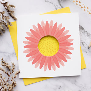 Large Flower Card - Circle cut - Blank Daisy