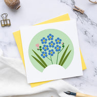 Small Blank Card - Mid Spring Flowers - Forget Me Not