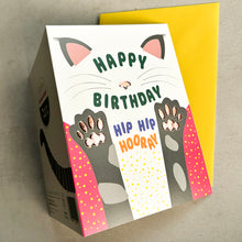Load image into Gallery viewer, Cat Card - Birthday Hooray - Foil embossed Birthday Card