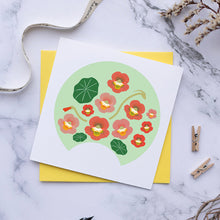 Load image into Gallery viewer, Small Blank Card - Late Summer Flowers - Naturtiums