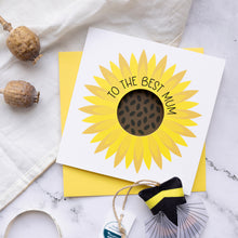 Load image into Gallery viewer, Large Flower Card - Circle cut - Sunflower - 'The Best Mum'