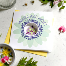 Load image into Gallery viewer, Large Flower Birthday Card - Circle cut - Passion Flower - Another Year