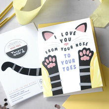 Load image into Gallery viewer, Cat Card - I Love you, Nose to Toes - Embossed Valentine's card