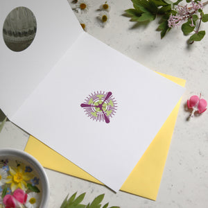 Inside of greetings card showing the inside image of the centre flower.