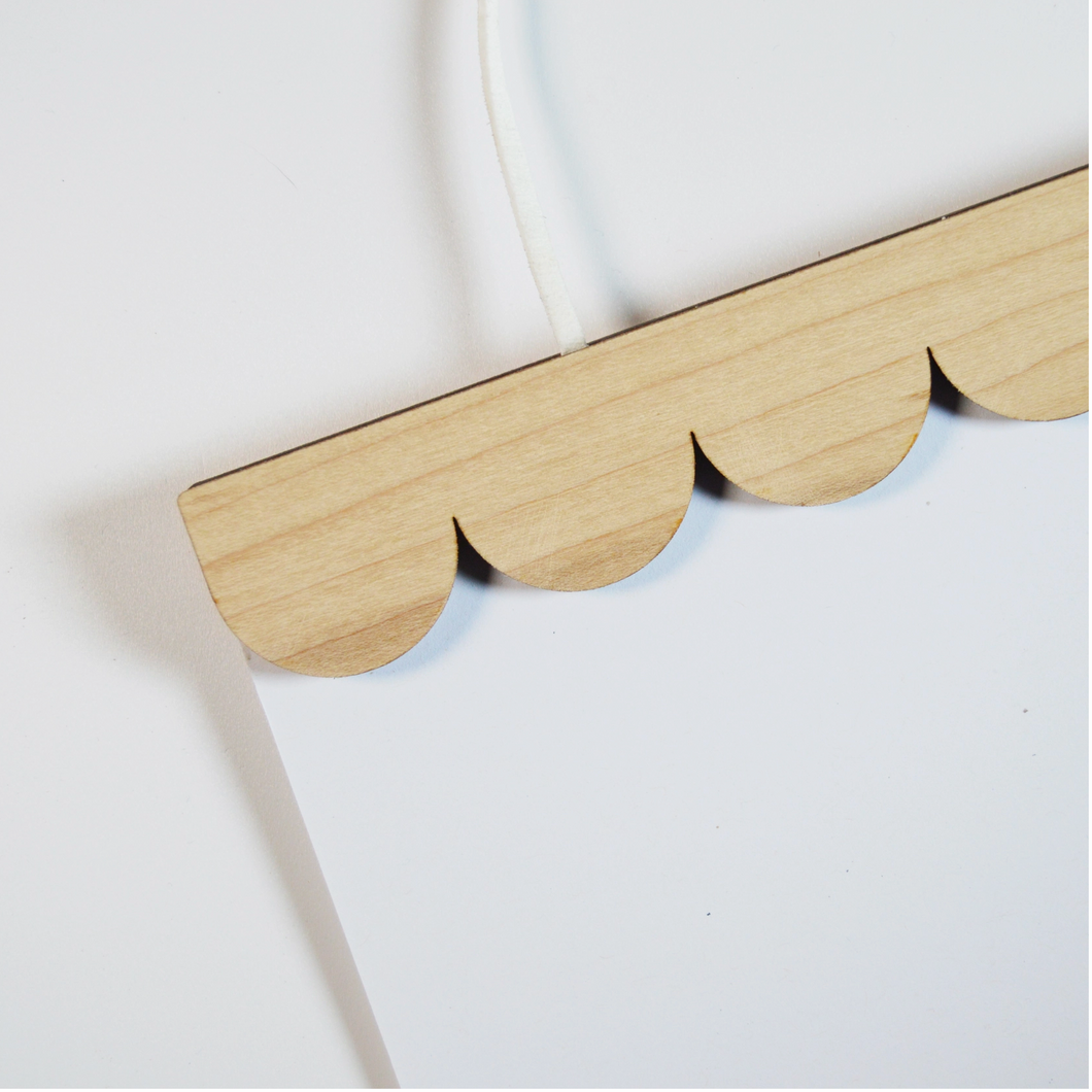 A3 Scallop American Maple Magnetic Tea Towel or Print Hanger