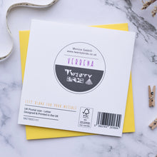 Load image into Gallery viewer, Back of small square card on marble backgroud