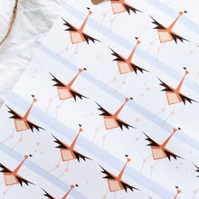 Load image into Gallery viewer, Patterned paper with geometric flamingo design on a marble surface