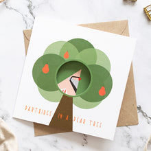 Load image into Gallery viewer, Partridge in a pear tree card with cut out circle