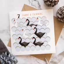 Load image into Gallery viewer, Seven swans swimming geometric greetings card