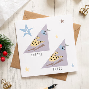 Two turtle doves card with stars