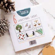 6 x Small Christmas Cards -1-6 days of Christmas