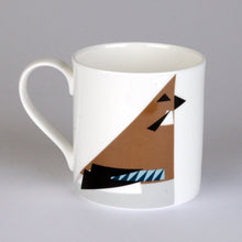 Load image into Gallery viewer, Fine bone china mug featuring a geometric design of a Jay bird