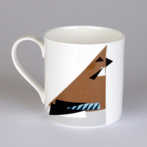 Fine bone china mug featuring a geometric design of a Jay bird